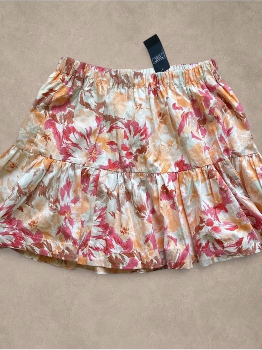 Abercrombie & Fitch Pink/Cream/Multicolor Floral Tiered High Rise Mini Skirt